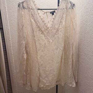 Torrid Ivory Lace V-Neck Blouse